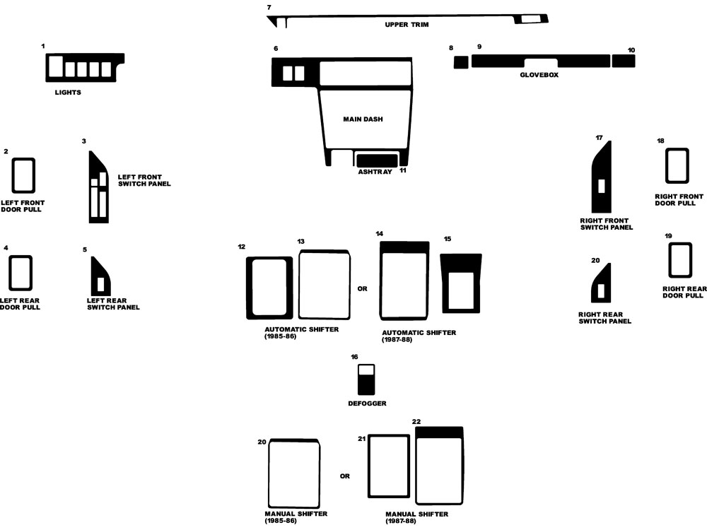 Nissan Maxima 1985-1988 Dash Kit Diagram