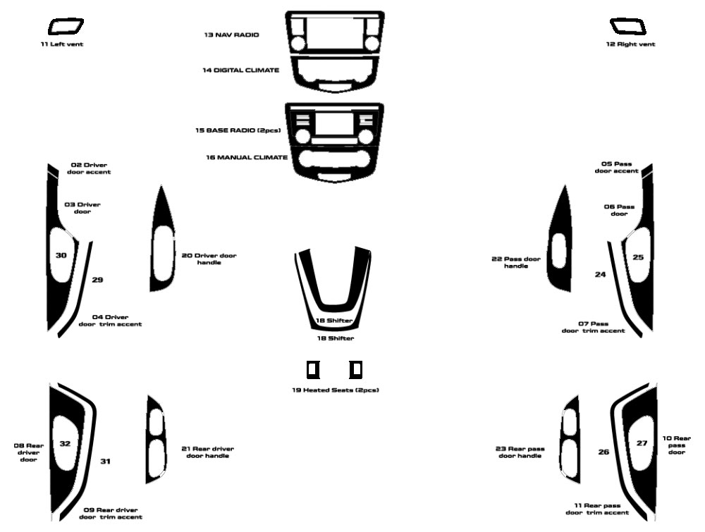 Nissan Rogue 2017-2020 Dash Kit Diagram