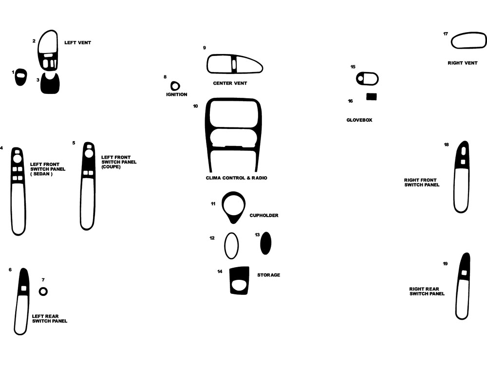 Oldsmobile Alero 1999-2004 Dash Kit Diagram