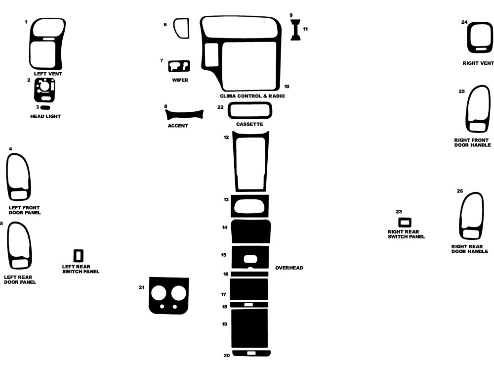 Oldsmobile Bravada 1998-2000 Dash Kit Diagram