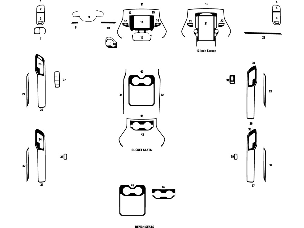 Ram 3500 2019-2025 (Crew / Quad Cab) Dash Kit Diagram