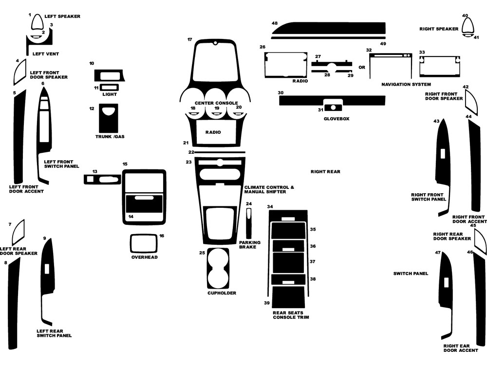 Saturn Vue 2008-2009 Dash Kit Diagram