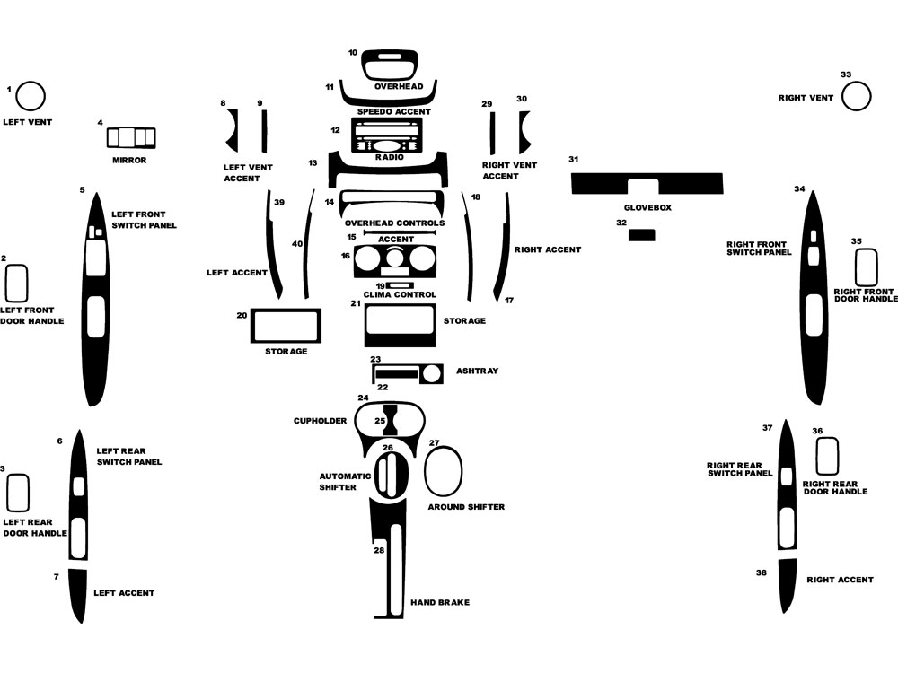 Scion xA 2004-2006 Dash Kit Diagram