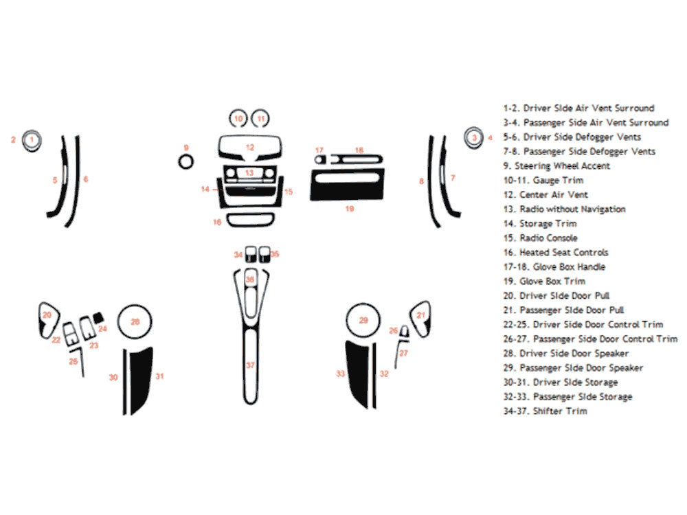 SMART ForTwo 2011-2015 Dash Kit Diagram