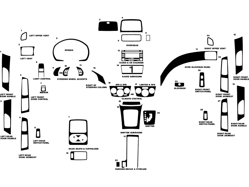 Subaru Forester 2009-2013 Dash Kit Diagram