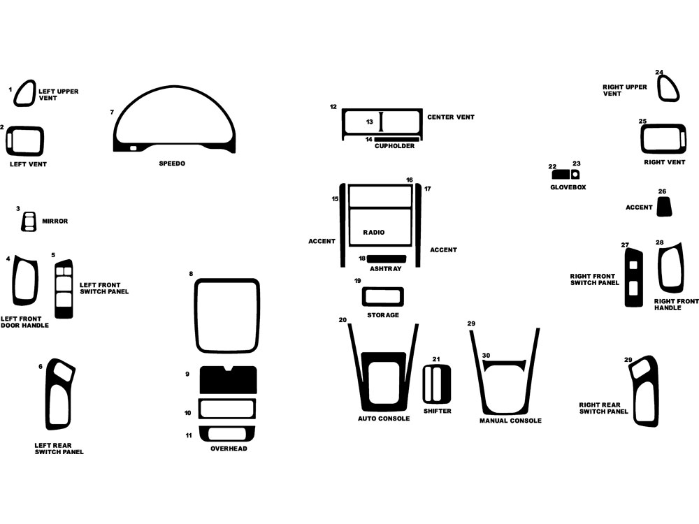 Subaru Forester 1998-2002 Dash Kit Diagram