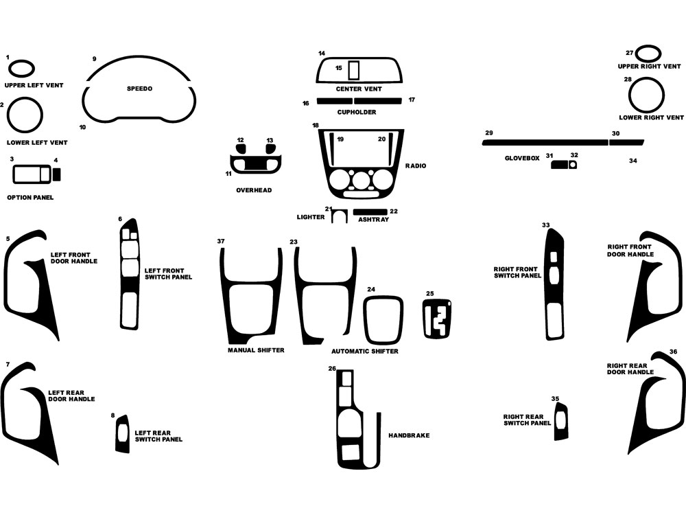 Subaru WRX 2002-2004 Dash Kit Diagram