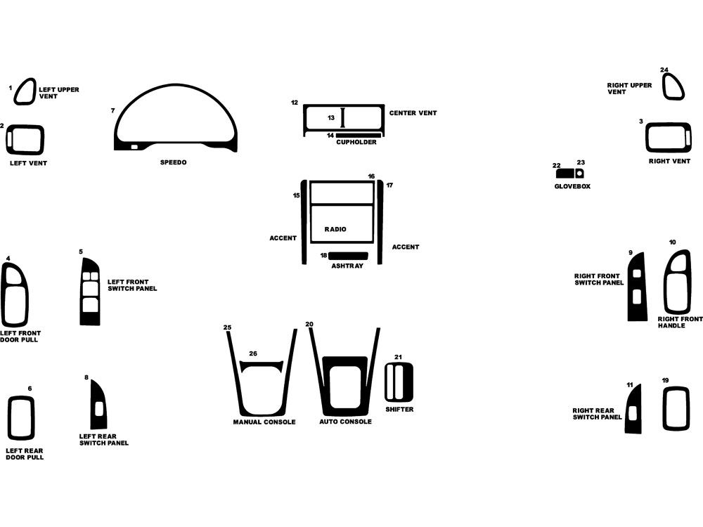 Subaru Outback Sport 2000-2001 Dash Kit Diagram