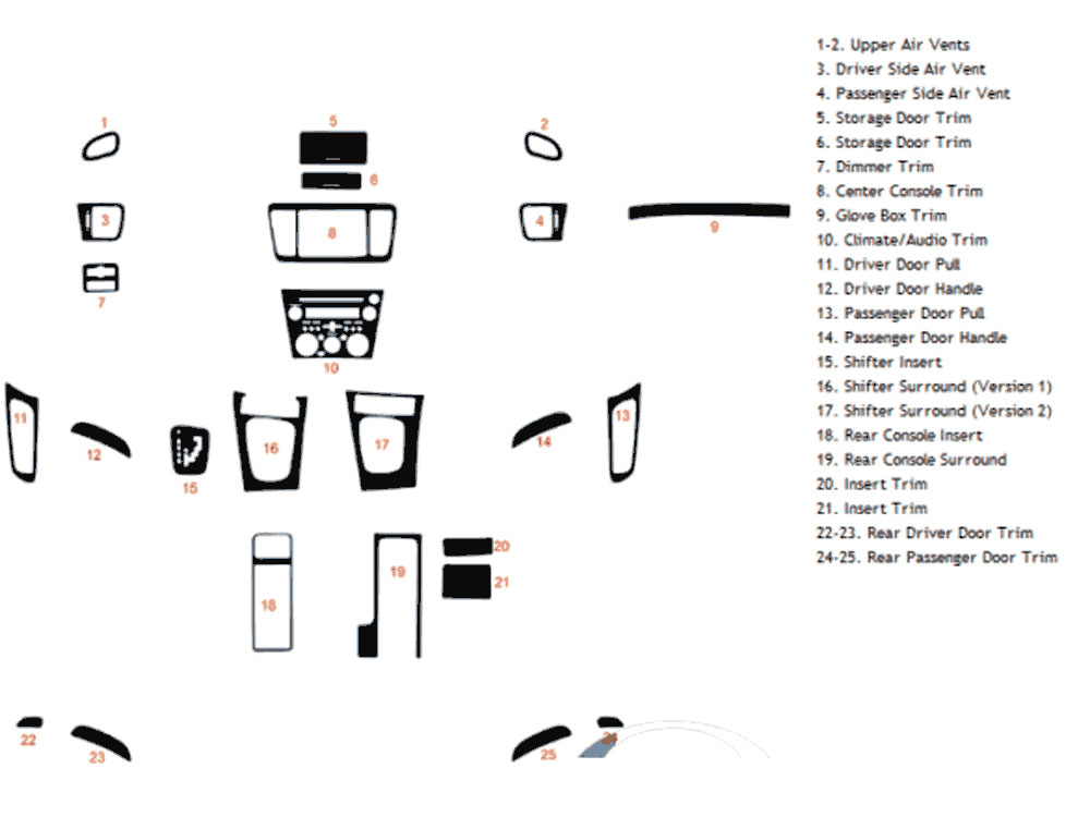 Subaru Outback 2007-2009 Dash Kit Diagram