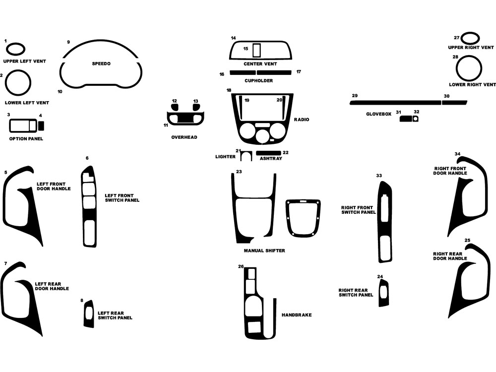 Subaru WRX STI 2003-2004 Dash Kit Diagram