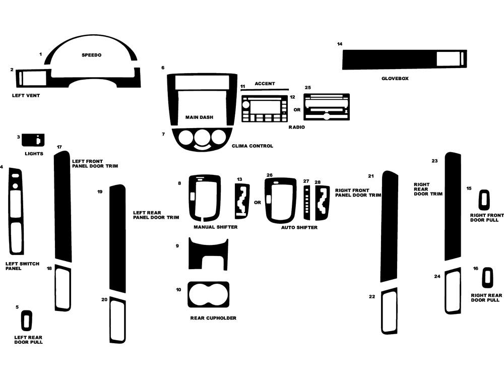 Suzuki Forenza 2004-2008 Dash Kit Diagram