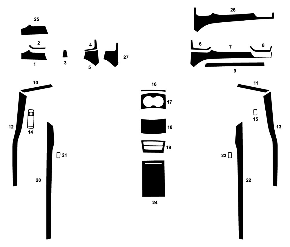 Tesla Model X 2016-2020 Dash Kit Diagram