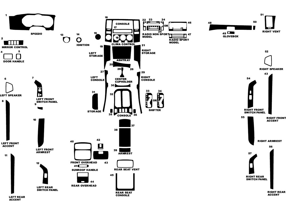 Toyota 4Runner 2003-2005 Dash Kit Diagram