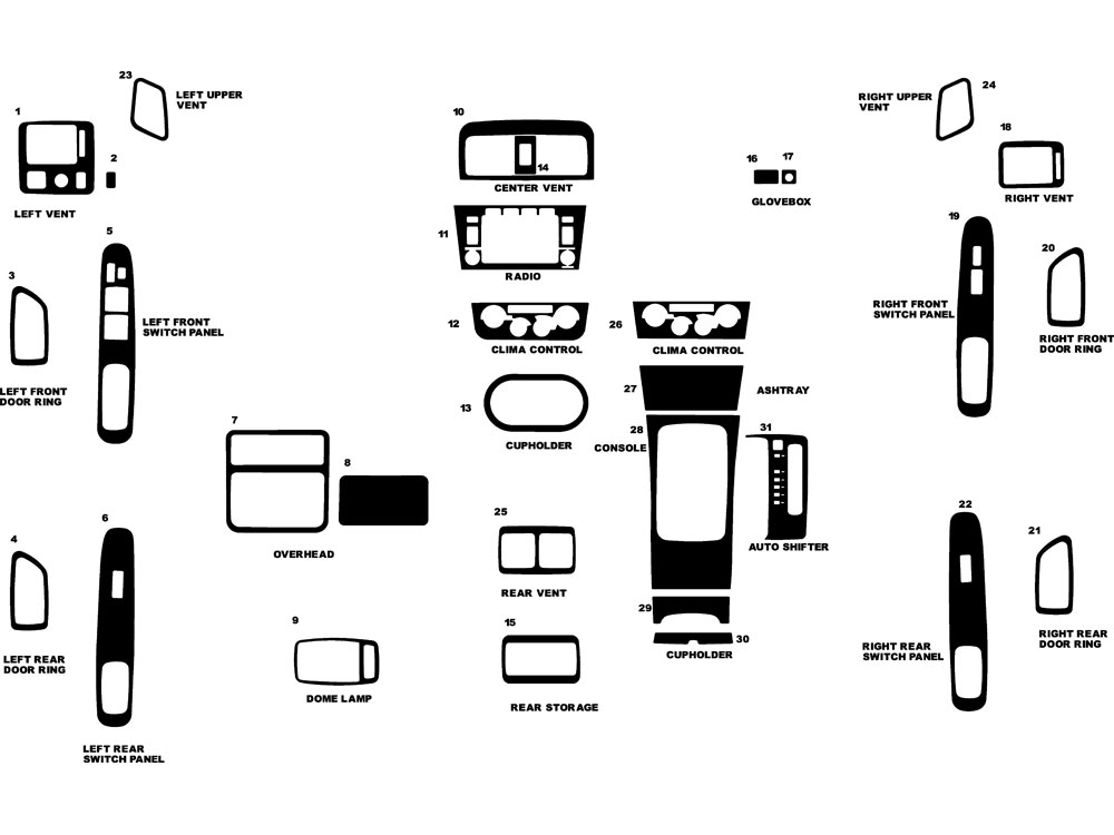 Toyota Avalon 2000-2004 Dash Kit Diagram