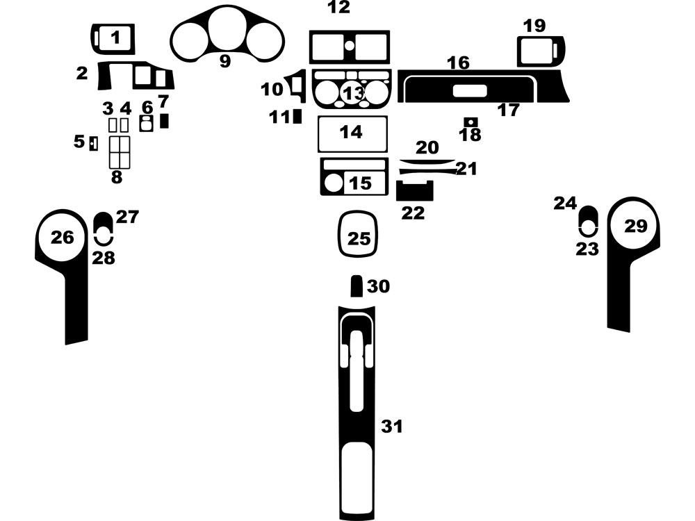 Toyota MR2 2000-2005 Dash Kit Diagram