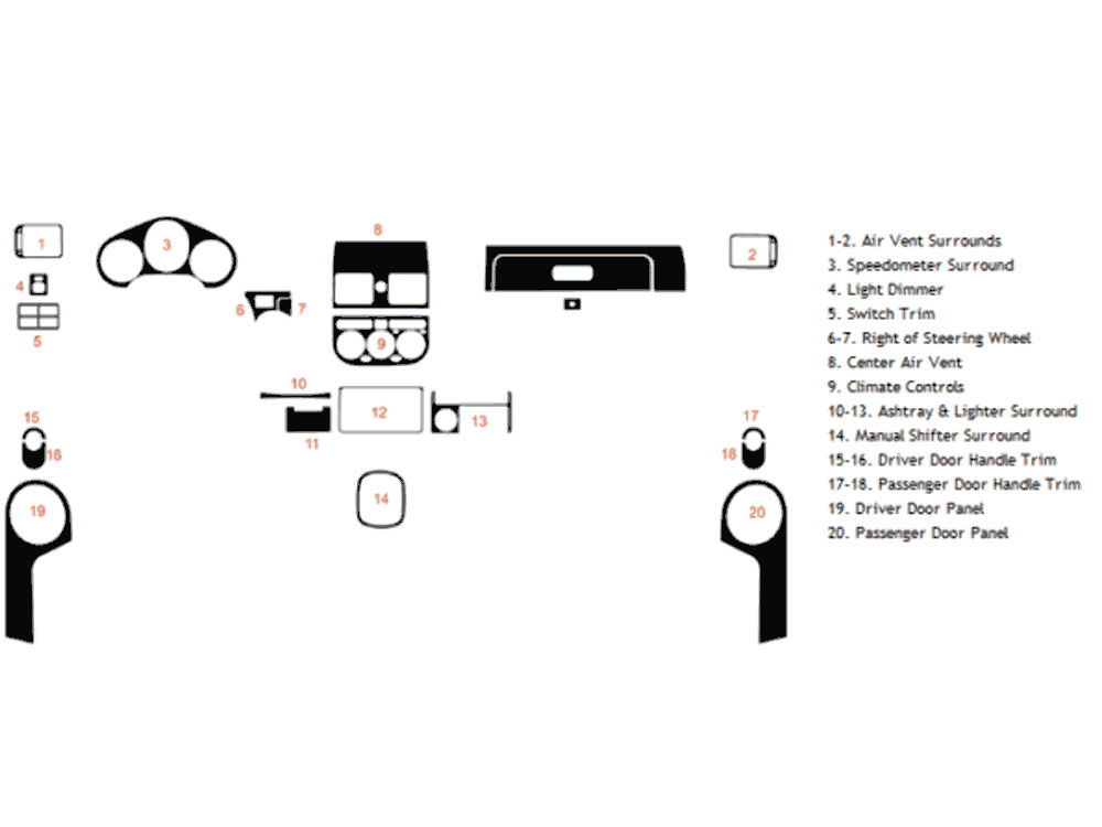 Toyota MR2 1991-1995 Dash Kit Diagram