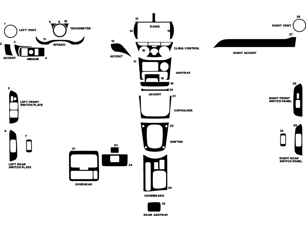 Toyota Rav4 2001-2003 Dash Kit Diagram