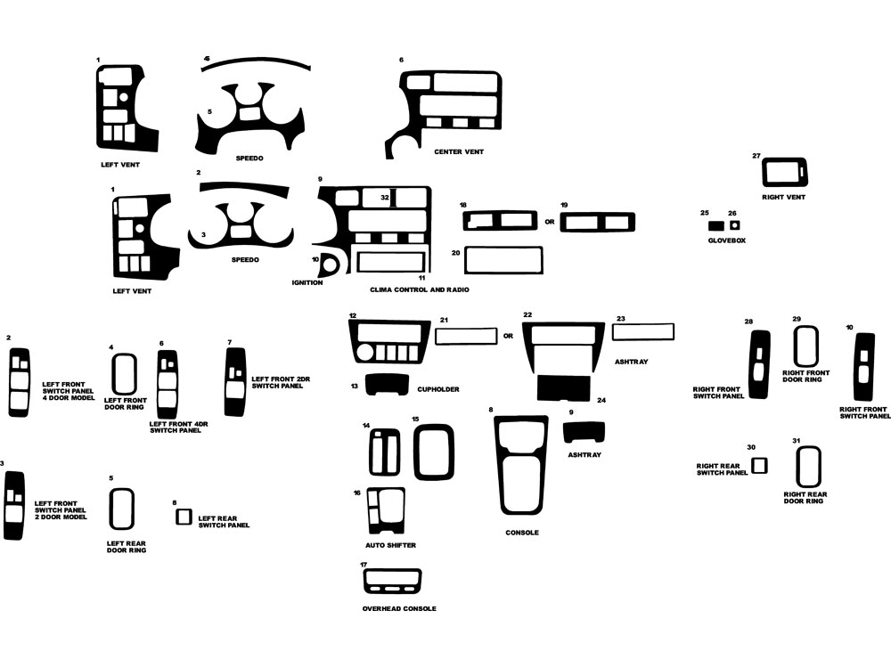 Toyota Rav4 1996-2000 Dash Kit Diagram