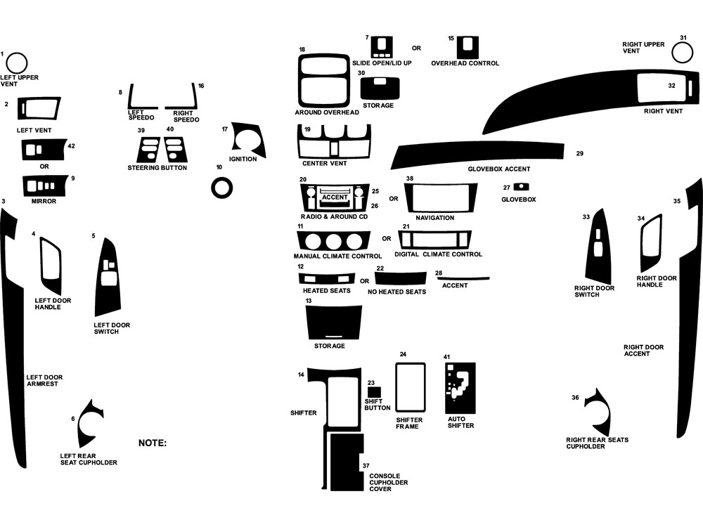 Toyota Solara 2004-2008 Dash Kit Diagram