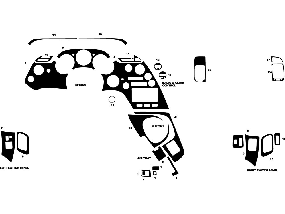 Toyota Supra 1993-1998 Dash Kit Diagram