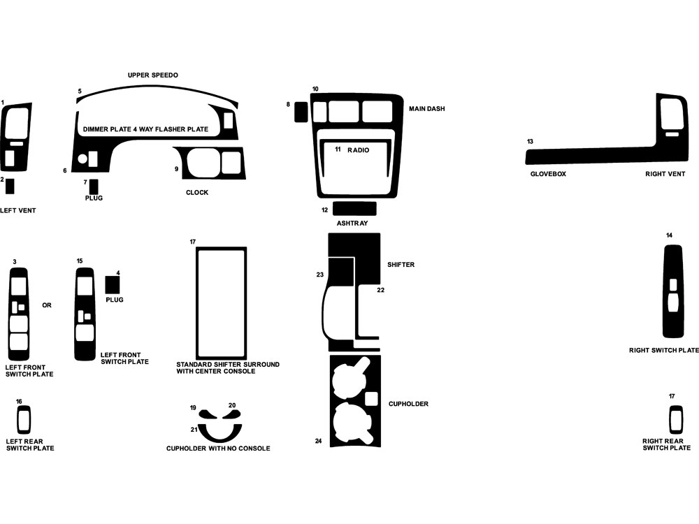 Toyota Tacoma 2001-2004 Dash Kit Diagram