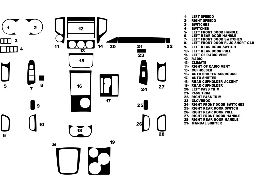 Toyota Tacoma 2012-2015 Dash Kit Diagram