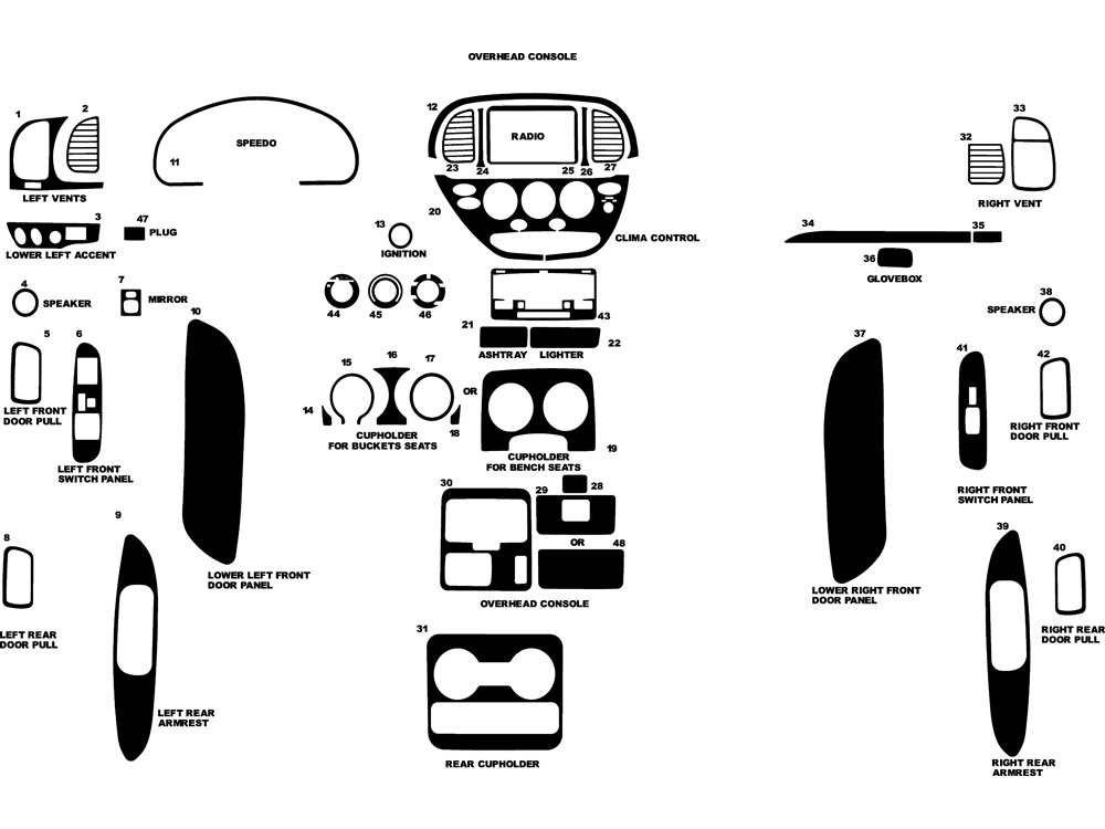 Toyota Tundra 2000-2004 Dash Kit Diagram