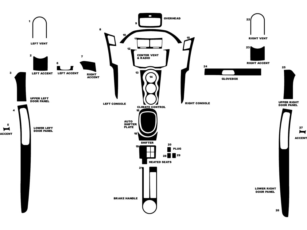 Toyota Yaris Coupe 2007-2011 Dash Kit Diagram