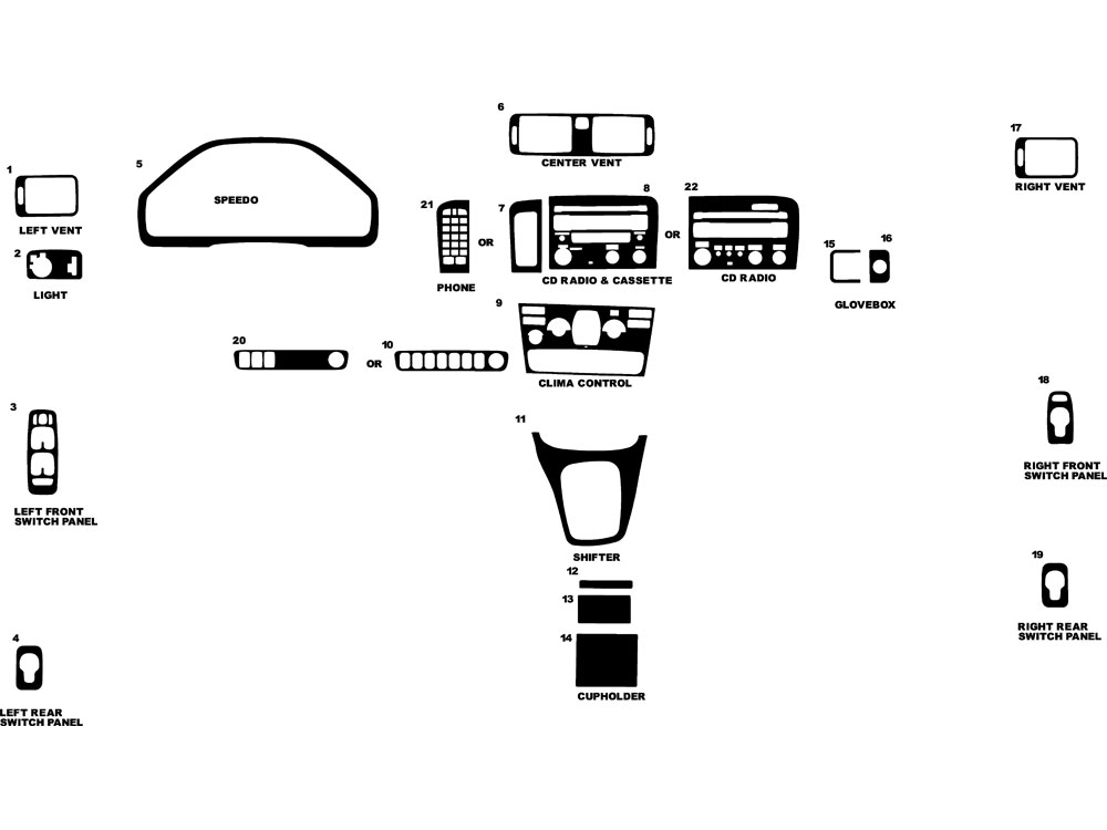 Volvo S80 2005-2006 Dash Kit Diagram