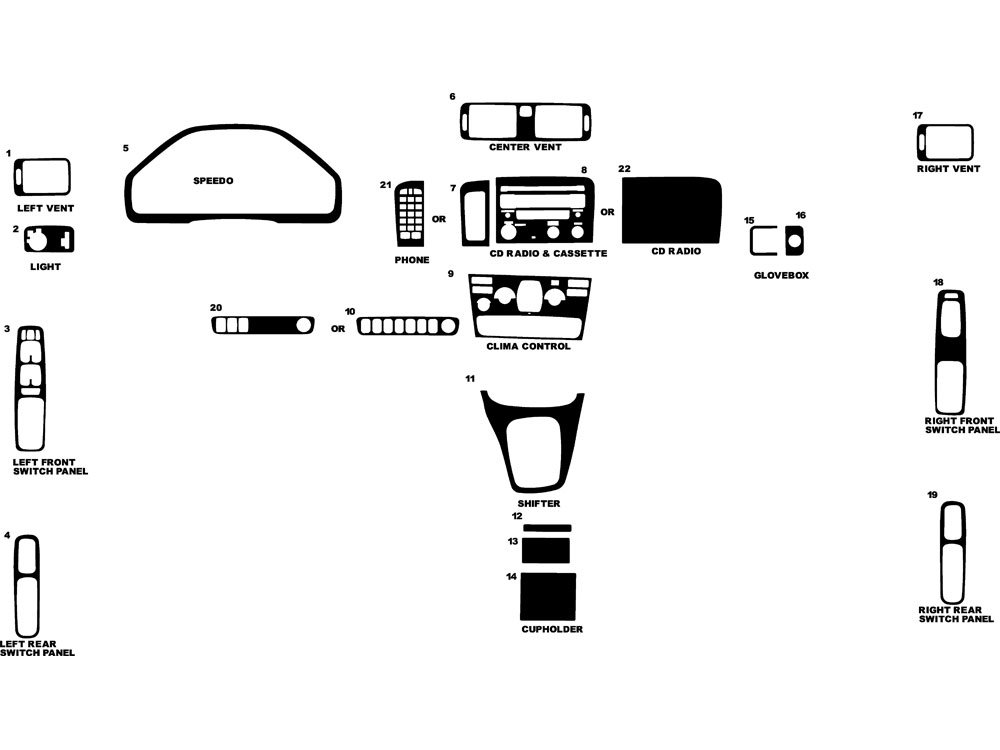 Volvo S80 1999-2003 Dash Kit Diagram