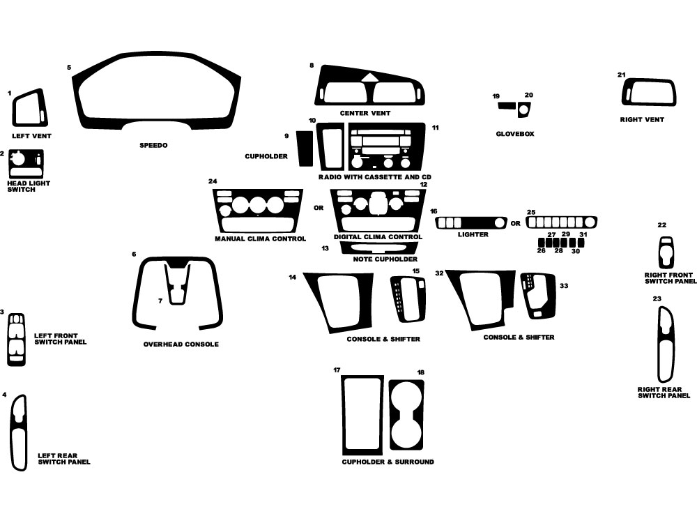 Volvo V70 2001-2004 Dash Kit Diagram