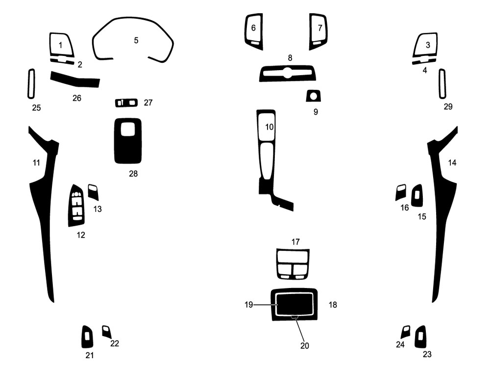 Volvo XC90 2016-2024 Dash Kit Diagram