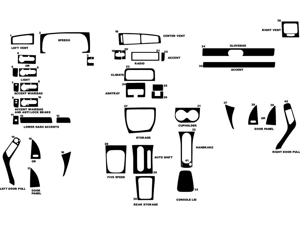 Volkswagen Golf 1994-1998 Dash Kit Diagram