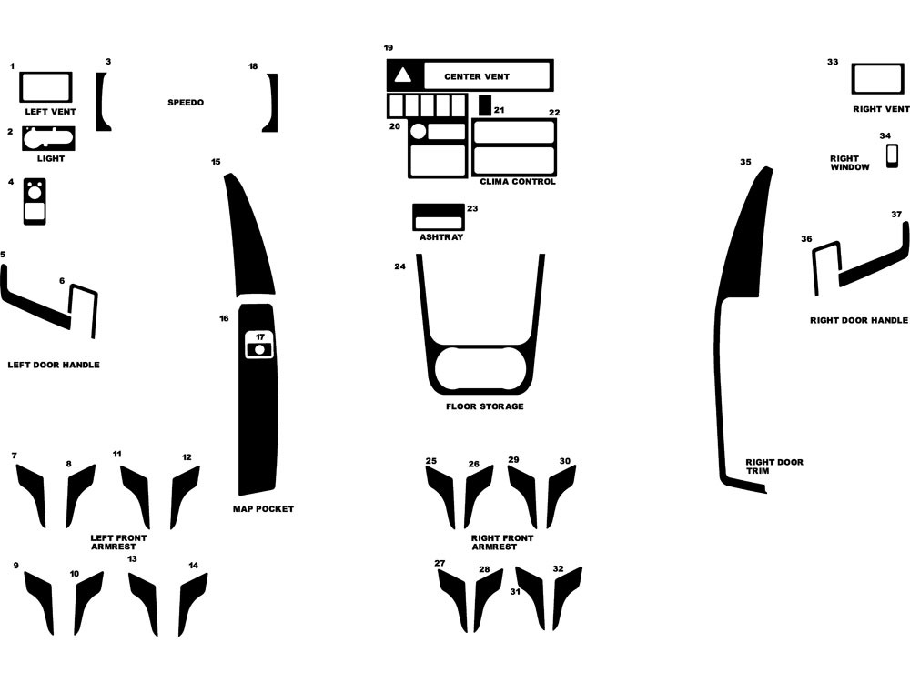 Volkswagen EuroVan 1999-2004 Dash Kit Diagram