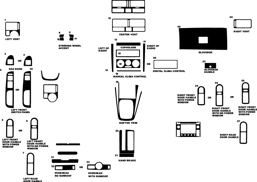 Volkswagen Jetta 1999-2005 Dash Kit Diagram