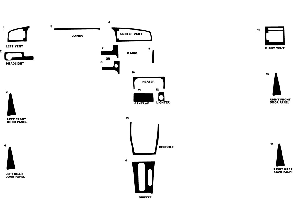 Volkswagen Passat 1995-1997 Dash Kit Diagram