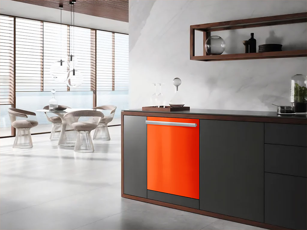 3M™ 1080 Satin Neon Fluorescent Orange Wrapped Dishwasher Example