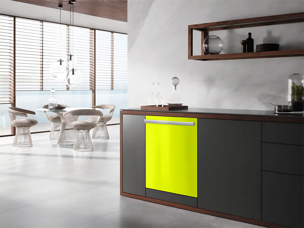 3M™ 1080 Satin Neon Fluorescent Yellow Wrapped Dishwasher Example