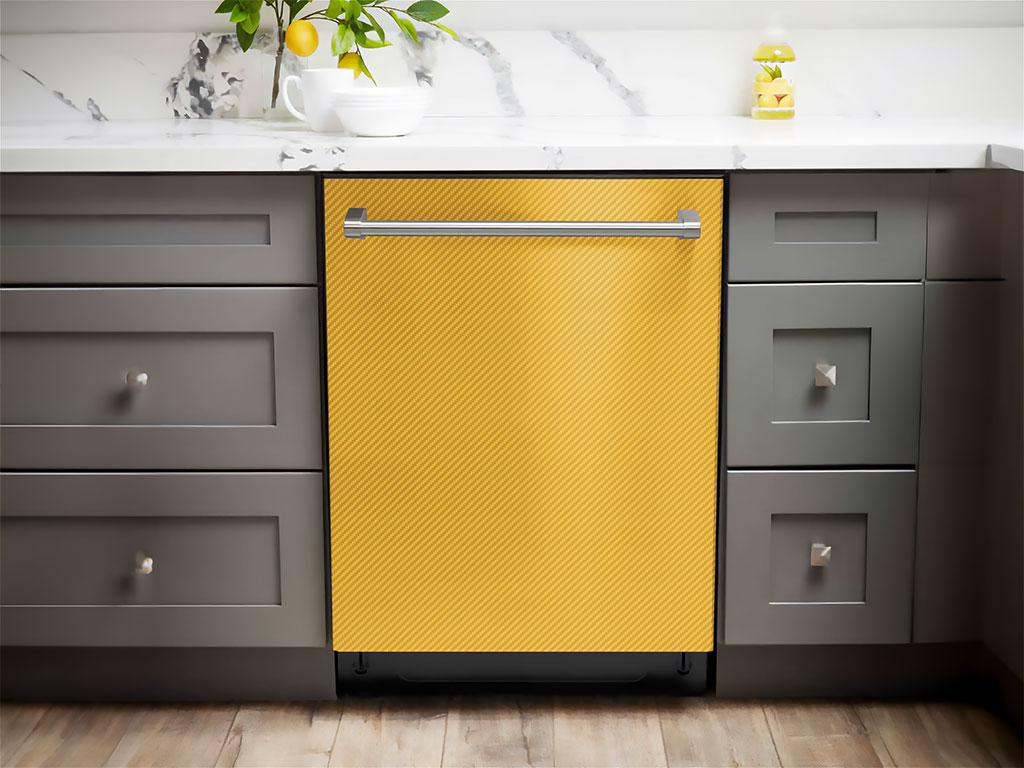 Rwraps™ 3D Carbon Fiber Yellow Vinyl Dishwasher Wrap