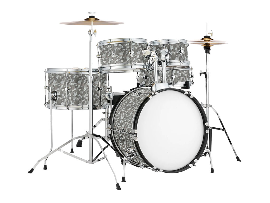 Rwraps Camouflage 3D Fractal Silver Drum Kit Wrap