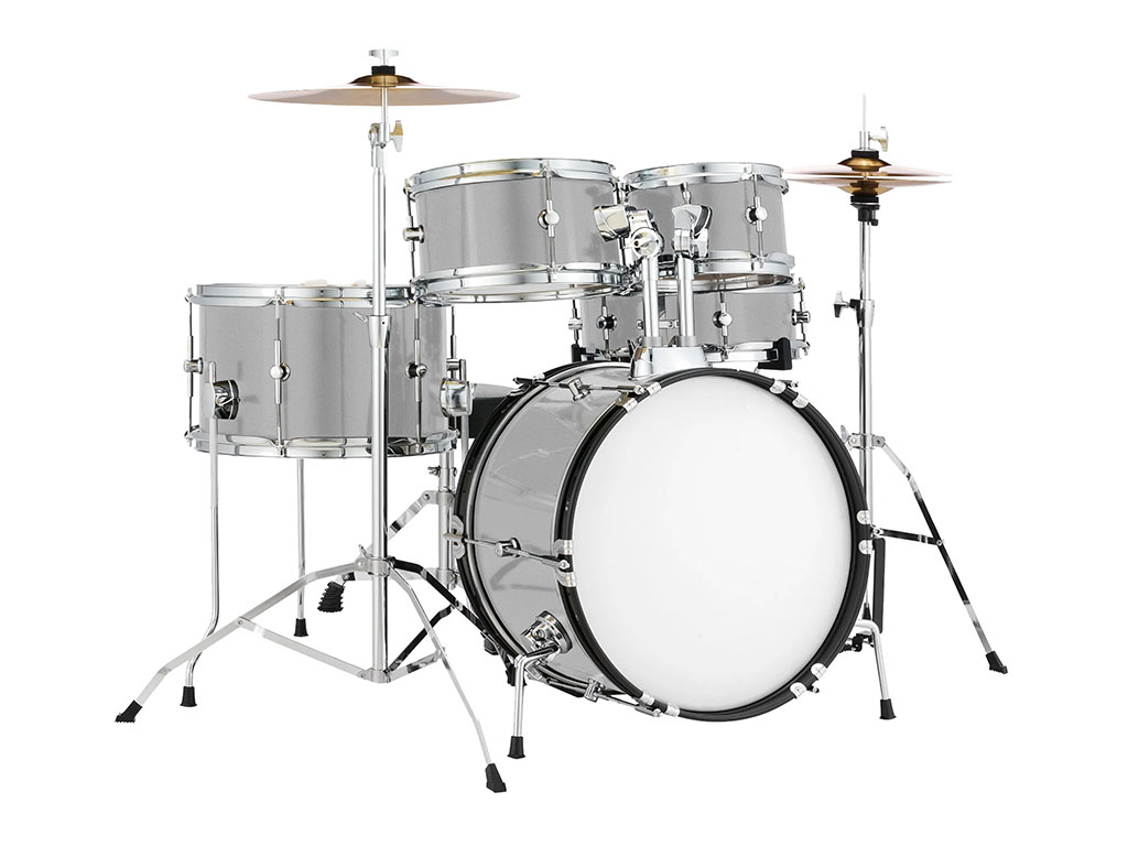 Rwraps Gloss Metallic Silver Drum Kit Wrap