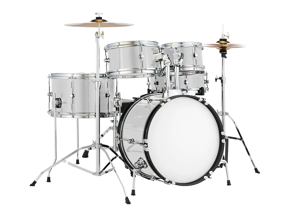 Rwraps Gloss Metallic White Drum Kit Wrap