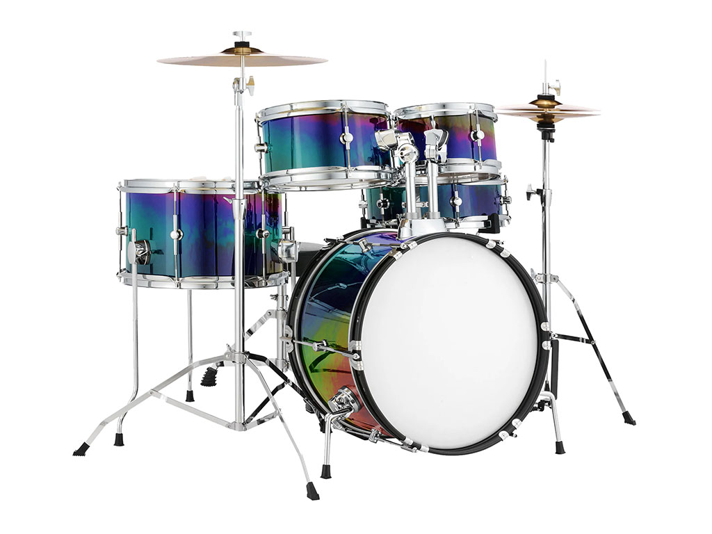 Rwraps Holographic Chrome Black Neochrome Drum Kit Wrap