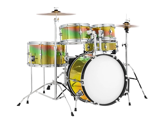 Rwraps Holographic Chrome Gold Neochrome Drum Kit Wrap