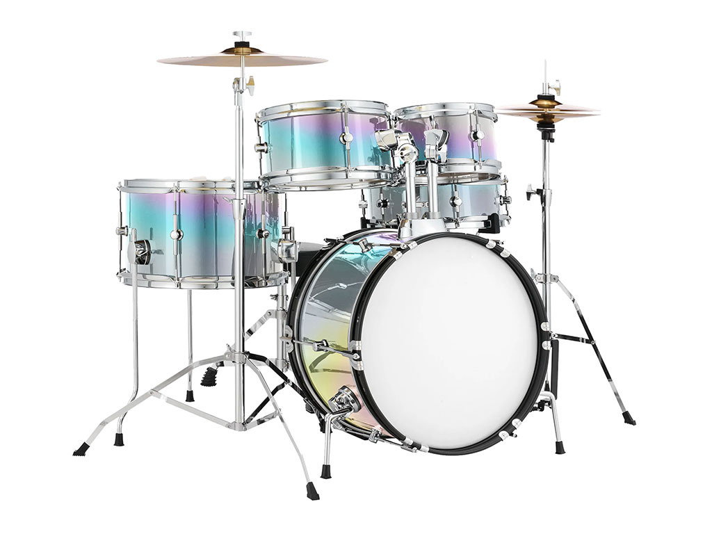 Rwraps Holographic Chrome Silver Neochrome (Matte) Drum Kit Wrap