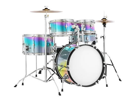 Rwraps Holographic Chrome Silver Neochrome Drum Kit Wrap