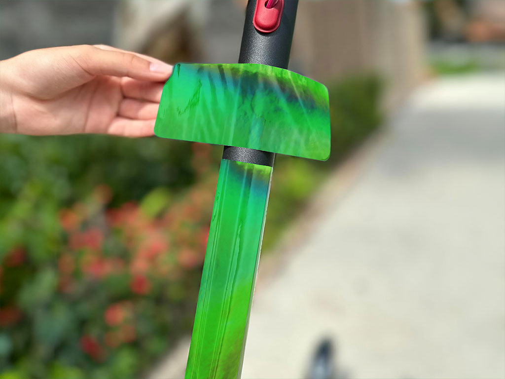 Rwraps Holographic Chrome Green Neochrome Electric Kick-Scooter Wraps