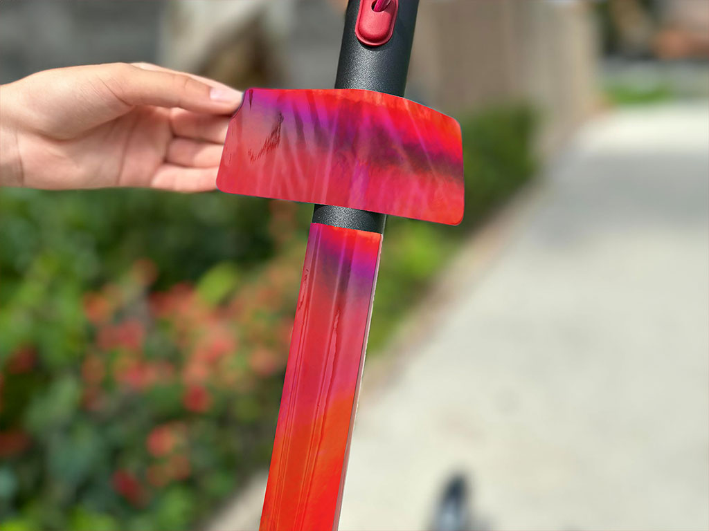 Rwraps Holographic Chrome Red Neochrome Electric Kick-Scooter Wraps