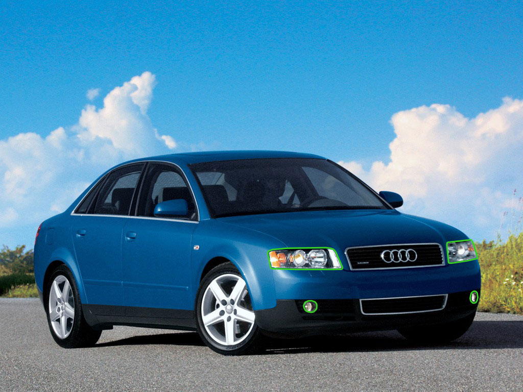 Audi A4 Sedan 1999-2001 Headlight Protection Installation Location