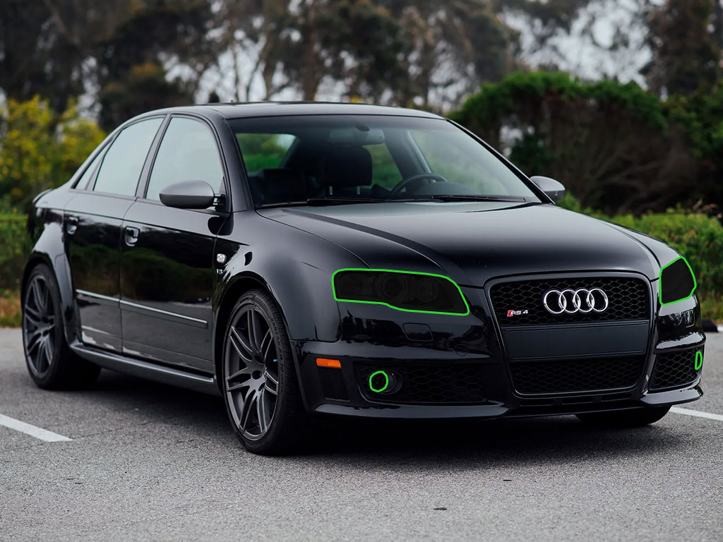 Audi RS4 2007-2008 Headlight Tint Location